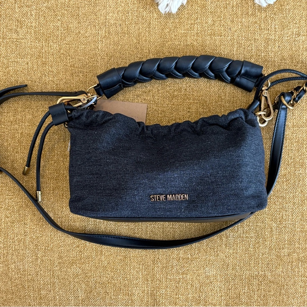 Steve Madden Black and Gold Braided Handbag - Picture 2 of 9